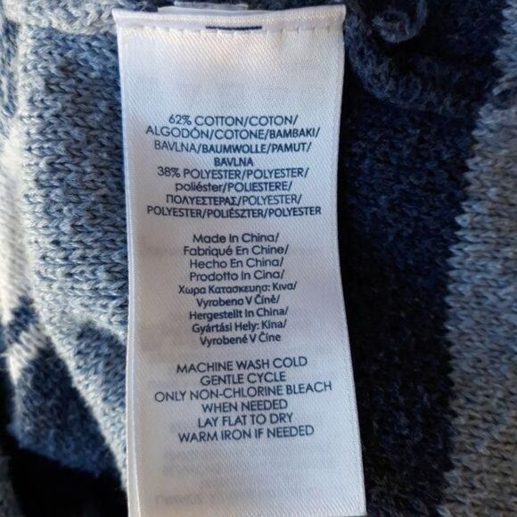 Vtg 80's Chaps Jacket Unisex Hippy Cotton Beach Blanket Toggle Striped Blue Sz S - Picture 9 of 9